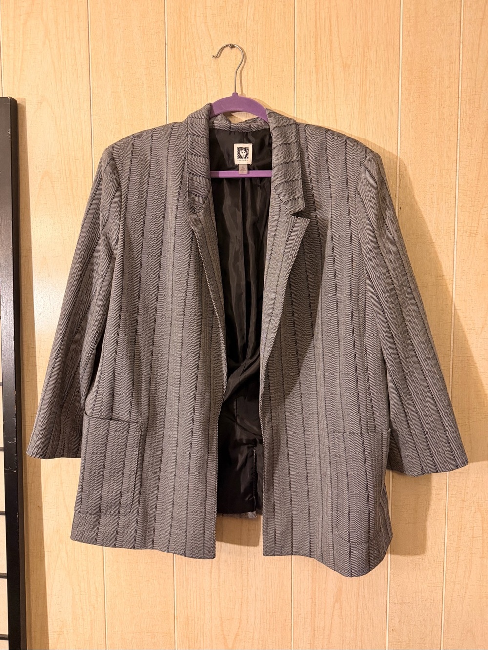 Anne Klein Gray Pinstripe Blazer